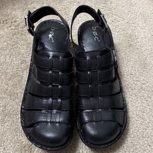 b.o.c. Black Strappy Leather Sandals